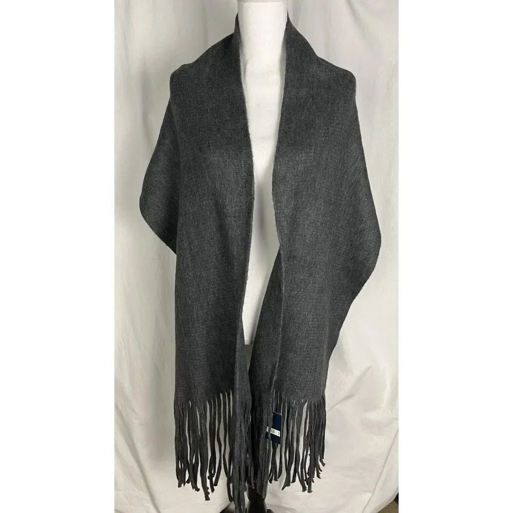 $69.50 Lucky Brand‎ Solid Brushed Scarf Fringe ONE SIZE Gray.